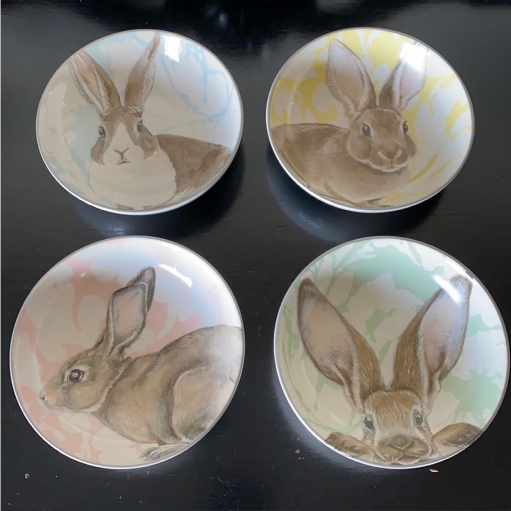 Williams Sonoma Damask Bunny Mixed Dipping Bowls